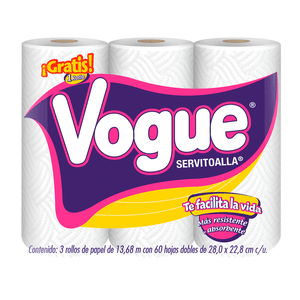 Pack de 3 Servitoallas Vogue con 60 hojas dobles
